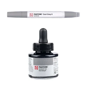Royal Talens Pantone Dual Tip Cool Gray Marker & Ink Refill Bottle - Cool Gray 6