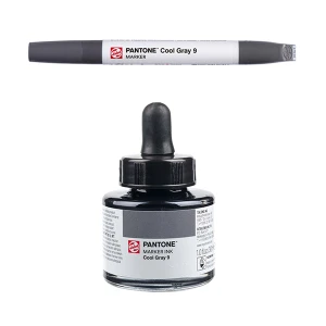 Royal Talens Pantone Dual Tip Cool Gray Marker & Ink Refill Bottle - Cool Gray 9