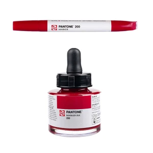 Royal Talens Pantone Dual Tip Cool Red Marker & Ink Refill Bottle - 200