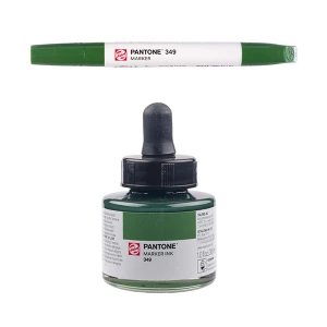 Royal Talens Pantone Dual Tip Green Marker & Ink Refill Bottle - 349