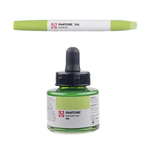 Royal Talens Pantone Dual Tip Green Yellow Marker & Ink Refill Bottle - 366