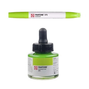 Royal Talens Pantone Dual Tip Green Yellow Marker & Ink Refill Bottle - 375