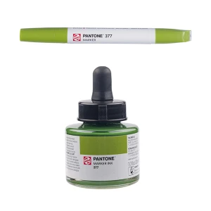 Royal Talens Pantone Dual Tip Green Yellow Marker & Ink Refill Bottle - 377