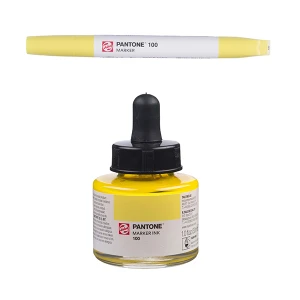 Royal Talens Pantone Dual Tip Yellow Marker & Ink Refill Bottle - 100