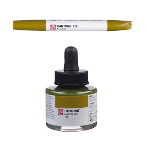 Royal Talens Pantone Dual Tip Yellow Marker & Ink Refill Bottle - 118