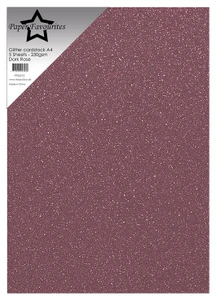 Paper Favourites A4 Glitter Cardstock 250gsm, 5 Sheets - Dark Rose