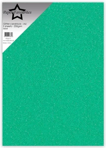 Paper Favourites A4 Glitter Cardstock 250gsm, 5 Sheets - Mint