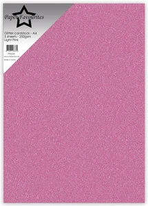 Paper Favourites A4 Glitter Cardstock 250gsm, 5 Sheets - Light Pink