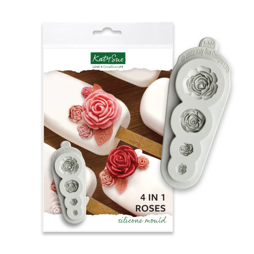 Katy Sue Designs Silicon Mould - 4 in 1 Roses