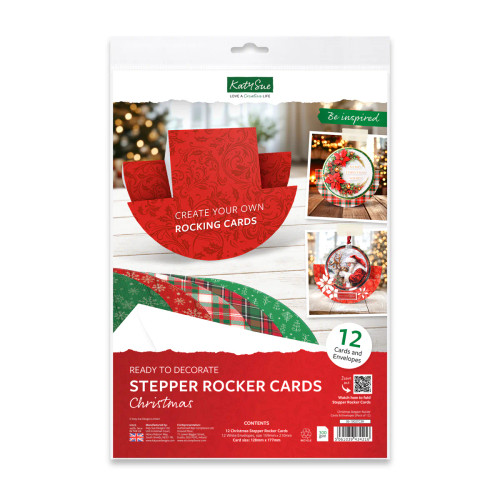 Katy Sue Designs Stepper Rocker Cards & Envelopes, Pack of 12 - Christmas