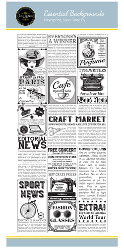 Jamie Rodgers Crafts Essential Background Stamps - Newsprint, Days Gone By