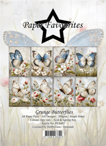 Paper Favourites A6/4.25x6in Paper Pad - Grunge Butterflies