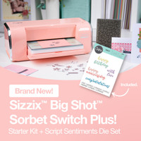 Sizzix Big Shot Switch Plus Machine & Starter Kit - Sorbet Including Free Sizzix Thinlit Sentiment Die Set (NO FREE SHIPPING)