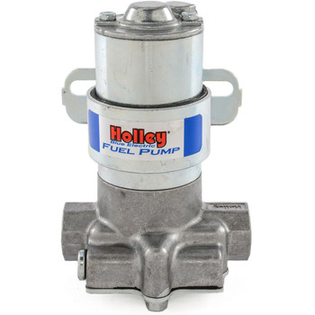 These Blue electric fuel pumps from Holley feature an improved design for street and strip applications, a new lower housing casting for enhanced fuel flow, and a tumble-polished billet look with the distinctive blue logo. These pumps have a 110 gph flow rate, draw only 3 amps, and have a maximum pressure of 14 psi with an externally accessible pressure relief valve.
Use in conjunction with the Edelbrock e-EFI Sump Tank for up to 600 HP on an LS Engine. These Blue electric fuel pumps from Holley feature an improved design for street and strip applications, a new lower housing casting for enhanced fuel flow, and a tumble-polished billet look with the distinctive blue logo. These pumps have a 110 gph flow rate, draw only 3 amps, and have a maximum pressure of 14 psi with an externally accessible pressure relief valve.
Use in conjunction with the Edelbrock e-EFI Sump Tank for up to 600 HP on an LS Engine.