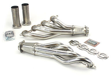 We have found that 1 7/8" is the best size header for most LS swaps. So, we now offer a 1 7/8" long-tube and mid-length header in stainless steel specifically for this LS swap. These headers feature 3/8" flanges and very smooths bends that create a great raw stainless look. The 304 Stainless steel ensures maintenance-free longevity. The collector merge-spike increases power. They include gaskets, bolts, and O2 sensor bungs. Free Shipping in the CONUS.
