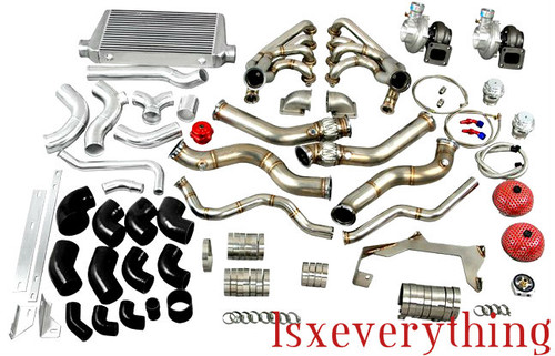You guys have been asking for it....and we have finished it! It is here! The Twin Turbo Kit for the 67-69 Camaro & Firebird is Ready for you! Now you can make a solid 800-1000 HP with this bolt-on kit! Everyone has been enjoying the power, fit and finish of our other turbo kits! Now you can really increase the net horsepower of your stable...especially if you have one of our other kits in your vehicles already (we find most popular combo is the C10 Turbo Kit and demand for the Camaro Kit). FREE SHIPPING in the CONUS!

Specifications:
304 Stainless Steel Headers,1.75" Runner Pipes with 4-1 Perfect Merge Collector
T4 GT35 Turbo with 0.68 AR Exhaust Housing, Fast Spool
44mm Vband 8 PSI Wastegate
3" Core Intercooler, 3" Inlet/Outlet
3" Cold Pipes and 2.5" Hot Pipes
50mm BOV
3" Stainless Downpipe
1.5" Radiator Hard Pipes

Items Included:
-Twin Turbo Headers with Downpipes (1)
-GT35 T4 Turbocharger, with Air Filter (2)
-44mm 8 psi V-Band Wastegates (2)
-Oil Line Kit (1)
-Intercooler, with Mounting Bracket (1)
-Intercooler Piping Kit with Hoses and Clamps (1)
-Radiator Hard Pipe Kit with Hoses and Clamps (1)
-50mm BOV (1)
-Set of V-band Clamps (1)
-Front Nose/Hood Latch Support Bracket For Intercooler (1)
