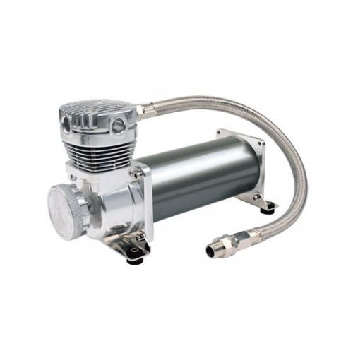 380C is a truly-rated continuous duty, 12-volt, 200 PSI compressor. It is capable of filling a 5.0-gallon tank from 165 PSI to 200 PSI in 3 1/2 minutes consistently, while never pulling more than 23 amps of power (@ 13.8 volts). Features include a standard 1/4” stainless steel braided leader hose with 1/4” NPT inline check valve and insulated wiring.