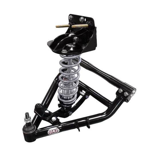 QA1 1963-87 C10 front coilover conversion systems are a great upgrade to your C10 front suspension. Each kit comes with QA1's proven single or double adjustable coilover shocks—so you can change the valving to meet your specific needs—along with a variety of spring rate options. These shocks allow for ride height adjustability and are 100 percent dyno-tested and serialized. The QA1 C10 upper and lower control arms are manufactured from 12-gauge HSLA steel tubing for increased strength and are powdercoated for long lasting durability. Topped off with performance ball joints and low-friction, maintenance-free bushings. This kit will add up to 7 degrees of caster for more stability, and allows for optimum camber adjustment in a lowered truck. For those on a budget, QA1 also offers this kit without the upper control arm—which will add 3-4 degrees of caster, while still providing ride height adjustability with coilover shocks. Order the model designed for your vehicle application.