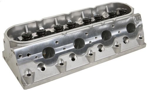 Trick Flow GenX® 215 cathedral port cylinder heads are fully CNC-machined to significantly increase the performance of 5.7L LS1 engines. Trick Flow engineers altered the valve angles from 15° to 13.5° to decrease valve shrouding, increase mid-lift airflow, and improve rocker arm-to-valve cover clearance. Top-of-the-line CNC Competition Ported runners have a premium high resolution surface finish for maximum flow and performance. The spark plugs were relocated in the CNC-profiled combustion chambers to enhance mid-lift airflow and increase the rigidity of the casting for extreme horsepower applications. Material was added at the rocker arm mounting points to increase high-rpm valvetrain stability.

Cylinder Head Style:Assembled
Cylinder Head Material:Aluminum
Intake Port Shape:Cathedral
Intake Valve Diameter (in):2.040 in.
Cylinder Head Finish:Natural
Combustion Chamber Volume (cc):64
CNC-Machined Combustion Chamber:Yes
Intake Runner Volume (cc):215cc
Exhaust Runner Volume (cc):80cc
CNC-Machined Intake Runner:Yes
CNC-Machined Exhaust Runner:Yes
Combustion Chamber Style:Heart
Intake Port Location:Standard
Exhaust Port Shape:Oval
Exhaust Port Location:Standard
Spark Plug Style:Angle
Intake Valves Included:Yes
Exhaust Valves Included:Yes
Exhaust Valve Diameter (in):1.575 in.
Valve Springs Included:Yes
Maximum Valve Lift (in):0.600 in.
Outside Diameter of Outer Spring (in):1.300 in.
Damper Spring Included:No
Number of Springs Per Valve:Dual
Retainers Included:Yes
Retainer Material:Chromoly steel
Locks Included:Yes
Lock Style:7 degree
Valve Stem Seals Included:Yes
Rocker Arm Studs Included:No
Rocker Arms Included:No
Rocker Arm Nuts Included:No
Guideplates Included:No
Valve Cover Mounting Style:Centerbolt
Accessory Bolt Holes Drilled:Yes
Intake Valve Angle:13.50
Exhaust Valve Angle:13.50
Valve Guides Included:Yes
Valve Guide Material:Bronze
Valve Seats Machined:Yes
Valve Seat Machine Style:3-angle
Valve Seat Material:Ductile iron
Steam Holes Drilled:No
Oiling Style:Through pushrod
Machined for O-Ring:No
Heat Crossover:No
Quantity:Sold individually.
Notes:Must be used with roller rocker arms. Recommended for use on engines with a minimum bore diameter of 3.900 in.