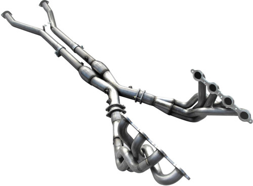 Header Style: Full-length
Header Material: Stainless steel
Header Finish: Natural
Weld-Up: No
Primary Tube Outside Diameter (in): 1 7/8 in.
Flange Style: Standard
Collector Attachment: Slip fit
Collector Diameter: 3.000 in.
Collector Reducers Included: No
Tuned: Yes
Primary Tube Gauge: 18-gauge
Flange Thickness (in): 3/8 in.
Bolts/Studs Included: Yes
Gaskets Included: Yes
Crossover Pipe Included: Yes
Crossover Pipe Style: X-pipe
Crossover Pipe Diameter: 3.000 in.
Catalytic Converter(s) Included: Yes
Catalytic Converter Quantity: 2
Motor Mounts Included: No
Transmission Mount Included: No
Quantity: Sold as a pair.
Notes: Off-Road use only. Includes connection pipes.