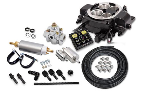 Fuel Injection System, Sniper Quadrajet, In-Line Fuel Pump, Self-Tuning, Touch Screen, Wiring, Hardware, Black Ceramic, Quadrjet, Kit