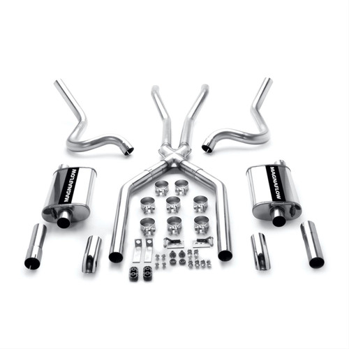 Exhaust System, Crossmember-Back, Stainless Steel, Polished Stainless Tips, Ford, 260, 289, Kit