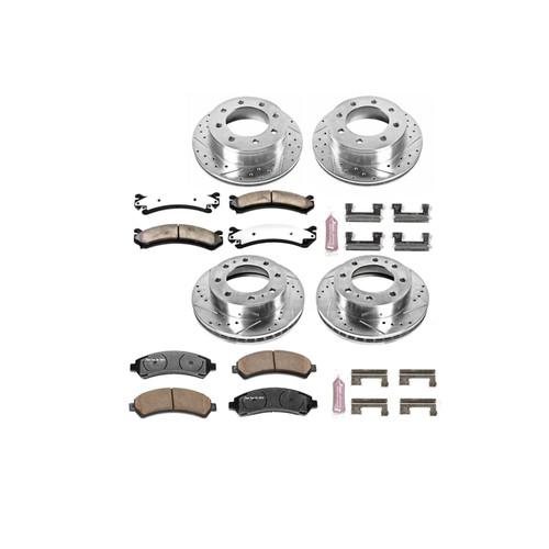 Brake Rotors and Carbon Ceramic Pads, Truck and Towing, Drilled/Slotted, Front/Rear, Chevy, GMC, Kit