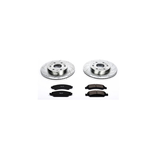 Brake Rotors/Pads, Cross-Drilled/Slotted, Iron, Zinc Dichromate Plated, Kit