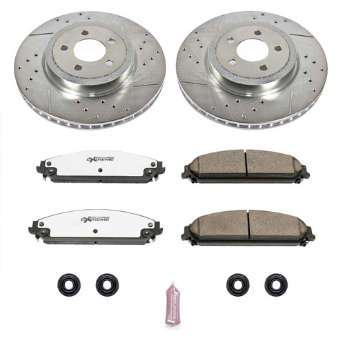 Brake Rotors/Pads, Cross-Drilled/Slotted, Iron, Zinc Plated, Front, 13.58 in. Dia., Chrysler, Dodge, Kit