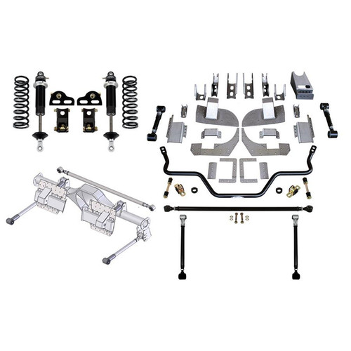 Four Link Kit, Double Adjustable Coilovers, 1982-92 Camaro, Firebird, Includes Axle Brackets for 3 in. Tubes, Kit