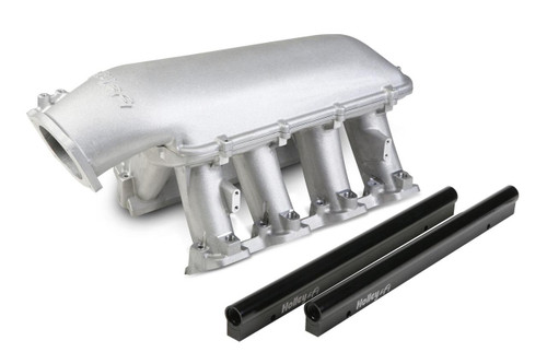 These Holley EFI LS Hi-Ram intake manifolds are designed for your high performance race engine. Big cube and high-rev applications without height limitations are the intent for these manifolds. With cathedral port heads only. Fuel rails are machined for -8 AN O-ring male fittings.