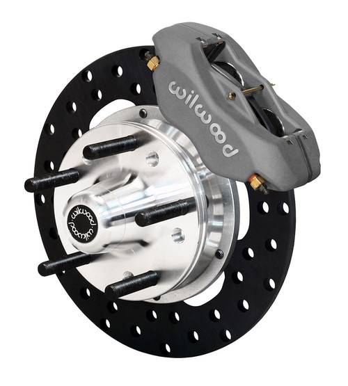 Disc Brakes, Front, Drag Race, Cross-Drilled Rotors, 4-Piston Calipers, GM, Kit