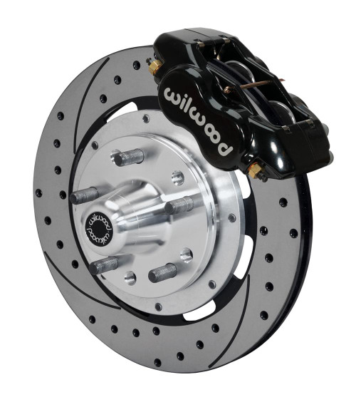 Disc Brakes, Front, Big Brake, Cross-Drilled, Slotted Rotors, 4-Piston Calipers, Ford, Kit