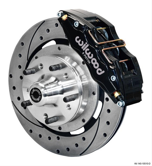 Disc Brake Kit, DynaPro 6, Front, Slotted/Drilled Rotor, 6-Piston Caliper, Black Powder coated, Ford, Kit