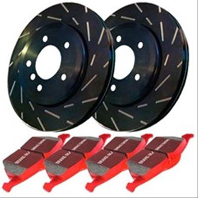 Brake Rotors, Stage 4 Signature, Slotted, Black Geomet Coated, Ceramic Pads, Front, Chrysler, Dodge, Kit