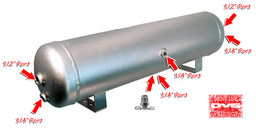 FREE DRAIN PORT FITTING !!
5-GALLON 6-PORT TANKS HAVE DUAL DRAIN PORTS, WHICH MEANS THAT THEY CAN BE MOUNTED ON A TRUNK FLOOR (LEGS DOWN) OR MOUNTED TO THE SIDE OF YOUR VEHICLE'S FRAME (LEGS TO THE SIDE).