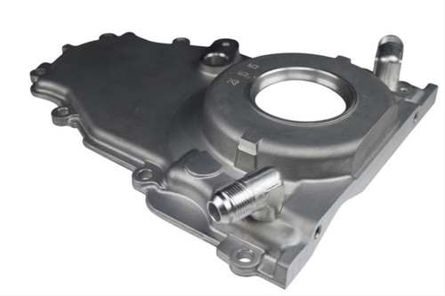 Twin Turbo LS timing covers dress up your engine compartment while providing the oil drain returns needed for turbo installations. They fit GM LS Series engines and feature internally welded AN oil drain fittings. These timing covers must be used only with truck or LS3 Camaro crank pulleys.