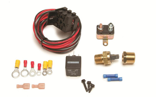 These FAN-THOM II electric fan relay kits come with a threaded thermostat that screws into the engine block or intake manifold for a clean and professional look. These kits provide protection for your electric fans and wire harnesses. They supply constant voltage, protect against voltage and amperage spikes, and prevent the fan from back-feeding voltage through your vehicle's wire harnesses. 185 On/175 Off