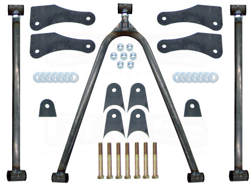 KIT WITH 3 REAR SUPER PIVOTS

Y-link, wishbone… call it what ever you want! All forward configuration, with equal length bars. Bars are massive 1.5” diameter. Upgrade the rear rod ends to SUPER PIVOTS for the best possible articulation and ride. You will need to relocate the gas tank or purchase a fuel cell in most installs.

(1)1.5” Y-LINK BAR

(2) 1.5” TIG WELDED LINK BARS

(3)ADJUSTABLE THREADED ROD ENDS (TIG WELDED)

(7) URETHANE BUSHING SETS

(7) BUSHING SLEEVES

(4) PAIRS OF MOUNTING BRACKETS

(1) HARDWARE PACK 