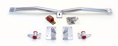 Includes motor mounts, frame brackets, transmission crossmember, transmission mount, and hardware.  Manufactured from the highest grade American made steel. They're laser cut, precision bent, powder coated and feature polyurethane bushings.  Comes with a lifetime free replacement warranty on the bushings.  