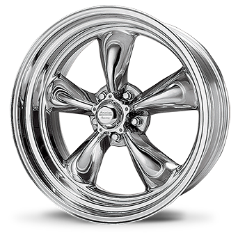 American Racing Hot Rod Torq Thrust II Chrome
The American Racing Authentic Hot Rod Wheel Collection is the icon of American hot rod and muscle car enthusiasts. In the late fifties, American Racing introduced the original magnesium five-spoke American Racing® Torq Thrust®. With its unique, tapered parabolic spoke design, it is considered by many to be the most famous wheel of all time and was only recently named by Hot Rod magazine as one of twenty speed parts that changed the world (Hot Rod, November 2004). Those five-spoked American "mags," admired by so many on the drag strip, quickly made the conversion from strip to street, kicking off the custom wheel craze. Now, 50 years after American Racing was founded, the American car culture and the passion that drives it continues, attracting new generations of hot rodders, vintage enthusiasts, and muscle maniacs. With the same passion that started in that small machine shop in San Francisco fifty years ago, American Racing's commitment to genuine, authentic hot rod wheels continues. With this commitment in mind, American's Torq Thrust II and Hopster wheels were custom-designed to feature period correctness, functional backspacing requirements with custom sizes and modern engineering standards. As the Official Wheel of the Hot Rod Magazine PowerTour, Don Schumacher Racing, California Speedway and many other events, you'll see American Racing wheels at every show or just around town, cruisin'.

Finish your muscle car or truck with these wheels - it harkens to the past while updating the look of your vehicle.

Specs:

20 x 8 BS: 4.5"

20 x 10.0 BS: 5.75"