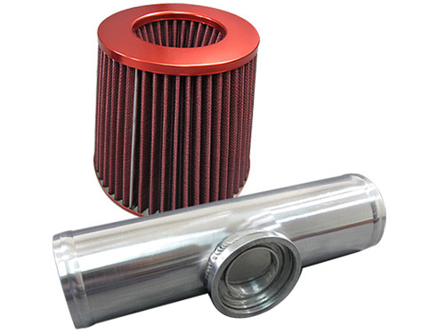 3" O.D. BOV FLANGE PIPE, Polished Aluminum, 9" long.

Air Filter, Height: 130mm, Width: 155mm, Neck: 76mm, Red.

Best Used On Turbocharged Motors, Compatible with HKS SSQV/SQV Blow Off Valves

Highlights:
- Mandrel Bent Polished Pipe.
- Aluminum Pipe with perfect thickness of balancing performance and durability.
- High flow air filter element, high grip design for perfect fitment.

Included:
- 1x 3.0" O.D. Aluminum Flange Pipe.
- 1x Air Filter.