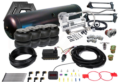 88-98 SILVERADO/SIERRA TRUCKS AIRLIFT AUTOPILOT V2 AUTO LEVELING SYSTEM

(4) EASYSTREET D2600 DOMINATOR BAG
(1) 2"x4" ONE PIECE NOTCH
(1) PARALLEL 4-LINK WITH PAN-HARD BAR
(1) 5-GALLON 6-PORT TANK (BLACK OR SILVER)
(1) AIRLIFT AUTOPILOT v2 CONTROLLER & MANIFOLD VALVE KIT - 3/8" SYSTEM
(2) VIAIR 444C COMPRESSORS
(2) 3/8" LINE x 1/2" PIPE MALE PUSH CONNECT STRAIGHT
(3) 3/8" LINE x 1/2" PIPE MALE PUSH CONNECT ELBOW
(2) 1/4" HEX PLUG
(1) 1/2" HEX PLUG
(1) 1/4" PIPE DRAIN COCK
