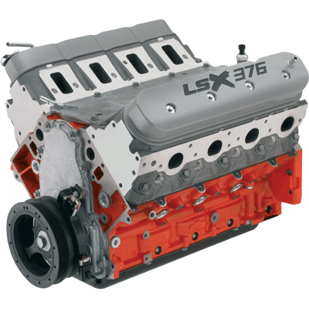 Brand New! An affordable foundation for forced induction!

Boost on a budget! That’s what you get with the LSX376-B8. Chevrolet Performance takes the economical LSX Bowtie standard-deck block, adds blower-friendly 9.0:1 forged pistons and combines them with the LS3’s high-flow, rectangular-port heads to create an affordable foundation for supercharged and turbocharged combinations.

The LSX376-B8 is designed for mild-boost applications, up to about 8 pounds. That’s suitable for most supercharger and turbo kits that are designed to be used with production-based applications.