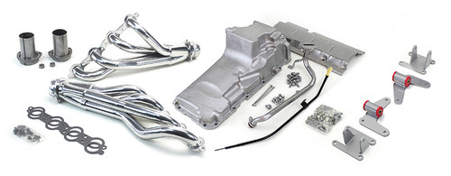 Hello LSx Guys! Finally! A way to get your K10 or K20 LS swapped AND on the road!

This swap kit is for 1964-1972 GM ½ ton 4 wheel drive Trucks, Blazers & Suburbans. Unlike most LS swap parts on the market this kit replaces the frame brackets in addition to the mounts so you'll have clean mounting of your engine and not a mix of parts that are weak and don't work together properly. The frame brackets bolt into existing holes in the frame and locates the engine to give you the most options for front accessories drives. Unlike others, our kit positions the engine so there is no steering interference and maintains the proper drive-line angle for smooth highway cruising. It provides clearance for the factory AC box, power brake booster, and aftermarket suspension components. These combined parts offer an easy, strong, and clean installation of your LS engine. If you are considering upgrading to newer transmissions (4L60E/4L80E), our kit will work with the NP241, NP243 and NP246 transfer cases.

This kit includes the following: 

4WD Motor Mounts, Headers, Oil Pan Kit