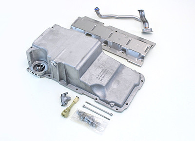 F-body Oil Pan
The f-body oil pan gives a little more ground clearance but does not clear the factory power assist slave cylinder. The CTS-V pan is needed if running factory style power steering. Includes windage tray, pickup tube, hardware, gasket, and dipstick.