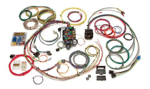 Year: 1967 - 1968 
Make: Chevrolet 
Model: Camaro, Firebird 
Engine: Carbureted or Any Stand Alone Fuel Injection 
Trans.: Any 

This 24 circuit harness is designed for the 1967 and 1968 Camaro & Firebird. It uses a '69 and newer style bulkhead connector design along with blade fuses and enough circuits to wire up just about any installed upgrade to your 1st generation F-body. Some minor firewall/bulkhead modification required. Factory original quick connect terminals are included for the in dash printed circuit board.  Pre-terminated plugs for a dimmer switch, headlights & headlight switch, blower motor, wiper motor, and turn signal switch. Included with this harness you'll also find a detailed manual and each wire is custom printed with the circuit identification as well as using GM color codes for easy installation. 