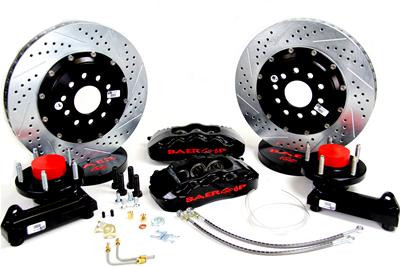 Position:Front
Front Rotor Included:Yes
Front Rotor Style:Cross-drilled/Slotted surface
Front Rotor Construction:Vented
 
Front Rotor Diameter:14.00 in./355.60mm
Front Rotor Thickness (in):1.150 in.
Rear Rotor Included:No
Front Caliper Included:Yes
ront Caliper Piston Quantity:Six
Front Caliper Material:Forged billet aluminum
Front Caliper Finish:Black powdercoated
Rear Caliper Included:No
Parking Brake Provision:No
Minimum Recommended Wheel Diameter (in):18 in.
Front Spindles Included:No
Master Cylinder Included:No
Brake Booster Included:No
Brake Hoses Included:Yes
Quantity: Sold as a kit.
Fits GM 5-lug CPP drop spindle 2WD 1/2 ton pickups. Requires the use of Classic Performance Products 2 in. drop spindles; uses Corvette C5/C6 front pads (FMSI# D0731). Includes stainless braided brake hoses and 6061-T6 billet machined hubs with Timken or SKF bearings installed. Hubs are pre-assembled with bearings, races, and studs, and packed with Redline synthetic grease.