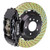 Front fitment. Fixed 4 piston calipers. Drilled 2 piece vented rotors.

Ultra High Performance Brembo Gran Turismo Brake System packages were developed to offer race-inspired braking components that are endowed with several significant advantages over a vehicle’s original braking system to provide superior braking time after time. They are for drivers who want to make a statement by substantially improving the looks and performance of their vehicle’s braking system.

While they are available for sports cars, sporty coupes, sedans, light trucks and SUVs, in most cases the Gran Turismo Brake System’s massive aluminum calipers and large diameter brake discs require the use of aftermarket wheels with the necessary brake clearance.

Brembo Gran Turismo Systems provide excellent stopping power in everyday traffic, as well as superior high performance street and track driving. They are designed to bolt onto the vehicle’s original suspension and are fully compatible with the vehicle’s stock brake master cylinder and anti-lock braking system (ABS).

While most Brembo Gran Turismo Brake System packages have been developed specifically to replace the vehicle’s front brakes (due to the high braking demands encountered there), rear brake systems are also offered for selected applications. For vehicles not offering a Gran Turismo System for the rear axle, Brembo Sport brake rotors (slotted or drilled) are available to replace the stock rotors on the rear axle and provide a matched appearance on all four corners of the vehicle.