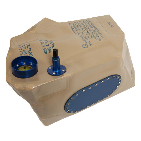 OEM fit to accept factory pumps
FIA FT3 bladder
Includes replacement bladders, foam, nut-rings and listed hardware
Left Side Cell is supplied fully foam baffled and fitted with:
87mm aluminum filler neck
-6 rollover vent valve
Level gauge nut-ring
Oval side nut ring and plate
Internal collector (with bottom nut-ring & plate)
35mm aluminum neck
-10 fuel outlet
-6 fuel return
Right Side Cell is supplied fully foam baffled and fitted with:
87mm aluminum filler neck
Oval side nut-ring and plate
-6 rollover vent valve
35mm aluminum neck